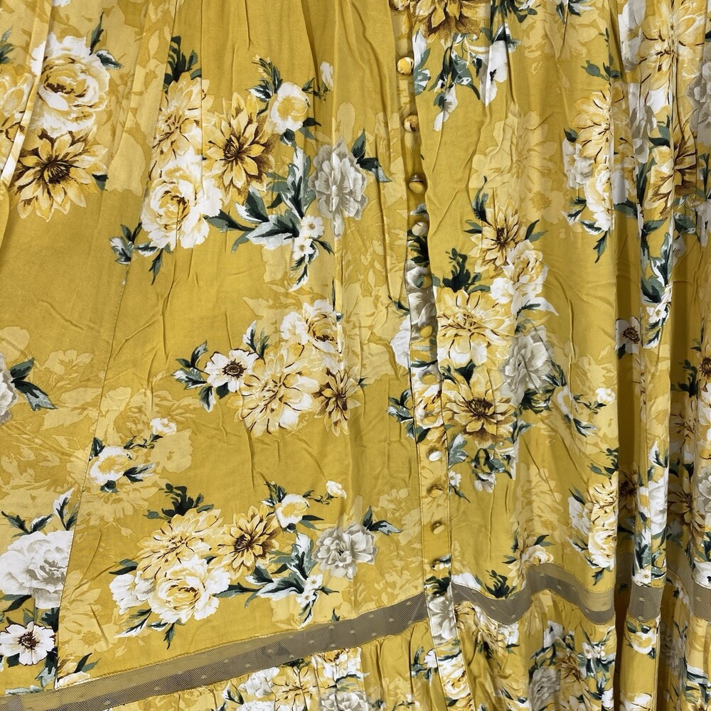 Torrid 4X Goldenrod Floral Midi Dress Boho Plus Size Yellow Maxi Style Summer - Picture 4 of 10
